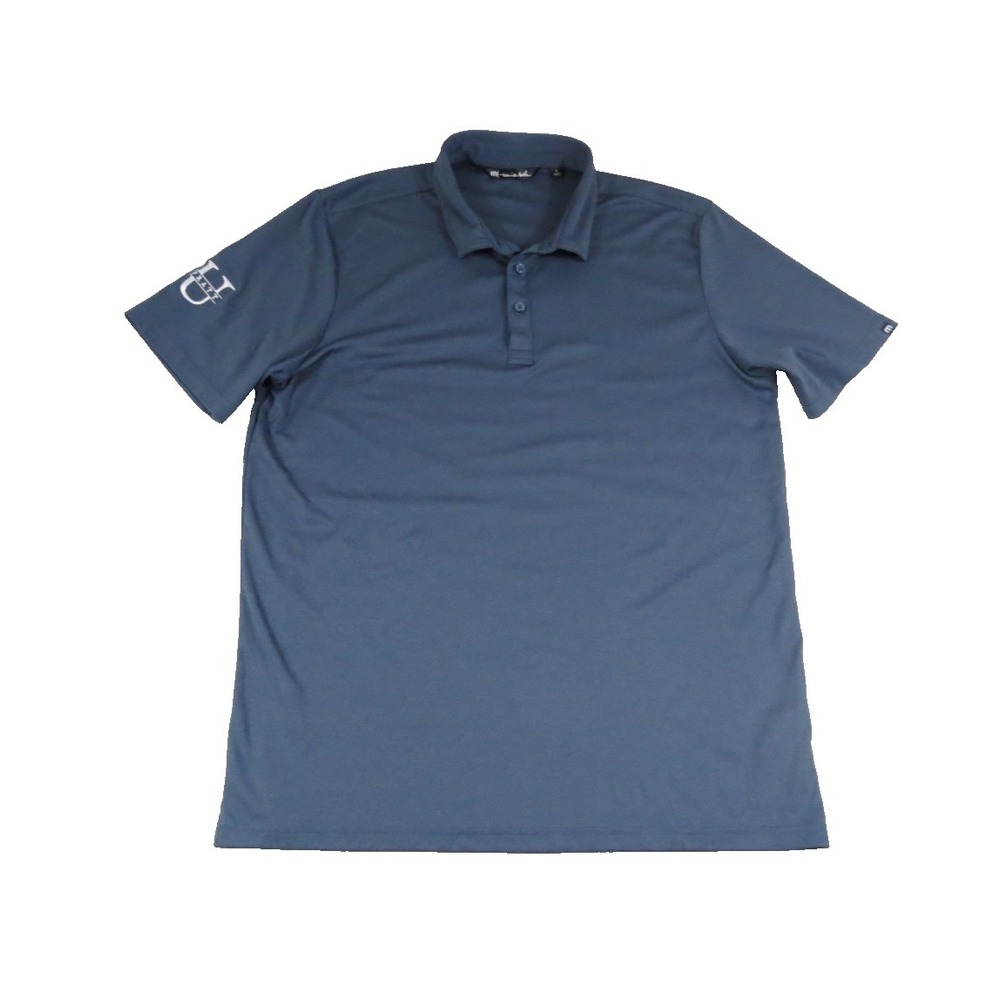 TravisMathew Men XL Performance Golf Polo Shirt Blue Pratt Embroidery Polyester